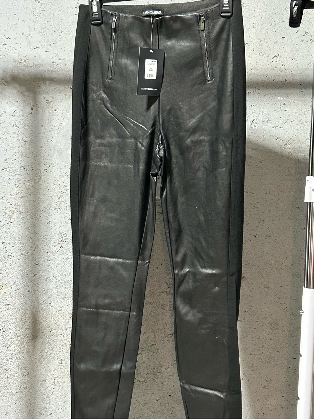 Sz S High Waist Faux Leather Slim Leggings - Black FashionNova